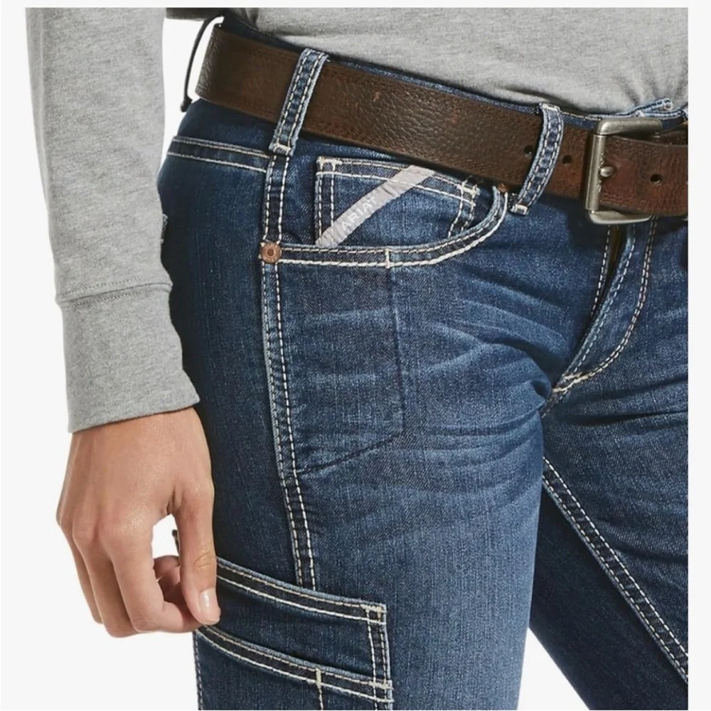 Ariat Rebar Mid Rise Durastretch Nightride Riveter Straight Jean L (fit like R) - Picture 4 of 14